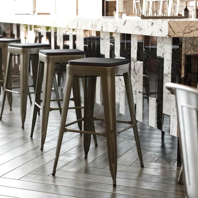 All-Weather Backless Commercial Bar Stool with Poly Resin Seat