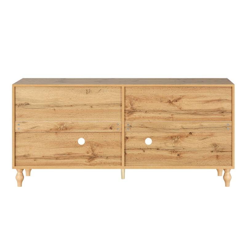 63'' Cabinet with Metal Handle, Carved Flower Doors, Mordern Sideboard Console with Adjustable Shelves for Living Room, Kitchen