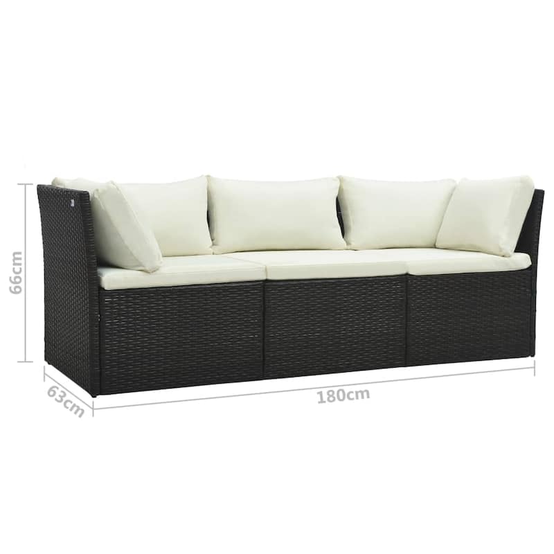 vidaXL Patio Lounge Set Garden Outdoor Sofa with Cushions 4 Piece PE Rattan - 70.9" x 24.8" x 26"
