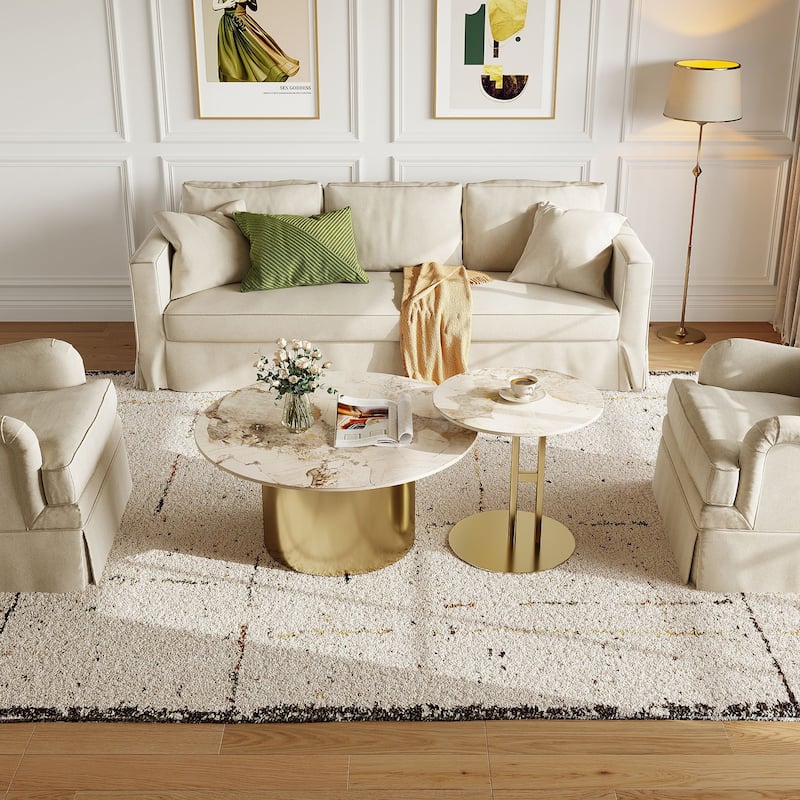 JASIWAY Modern Light Luxury Coffee Table Set - Gold