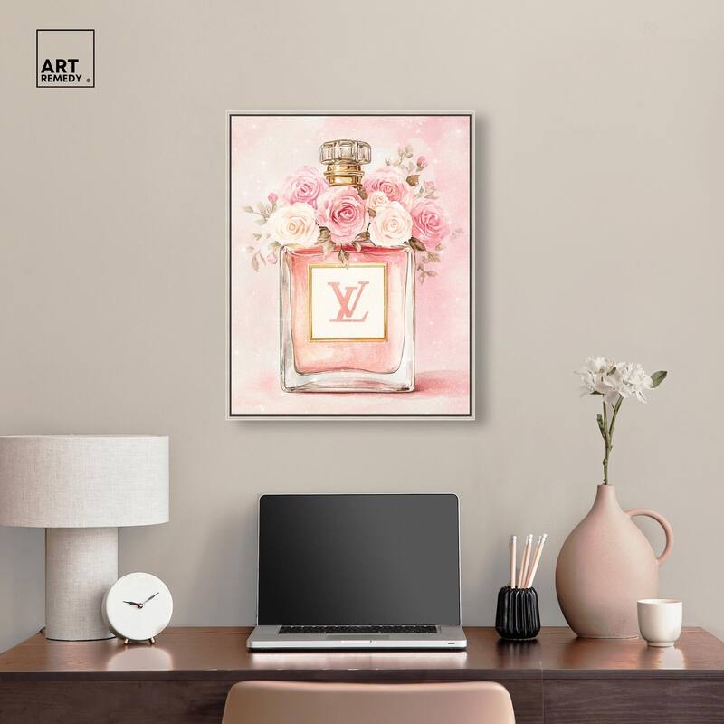 Delicate Floral Perfume Blush Canvas by Art Remedy