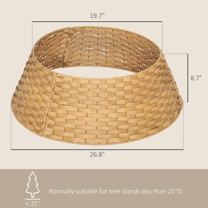 HOMCOM 27 inch Rustic Christmas Tree Collar, Plastic Woven Christmas Tree Skirt, Base Cover for Party, Holiday, Home Decoration