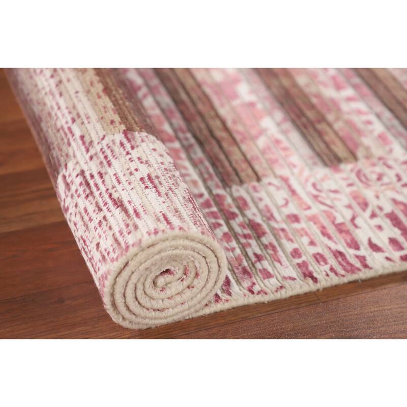 Striped Modern Abstract Oriental Accent Rug Handmade Wool Carpet - 2'7"x 4'10"