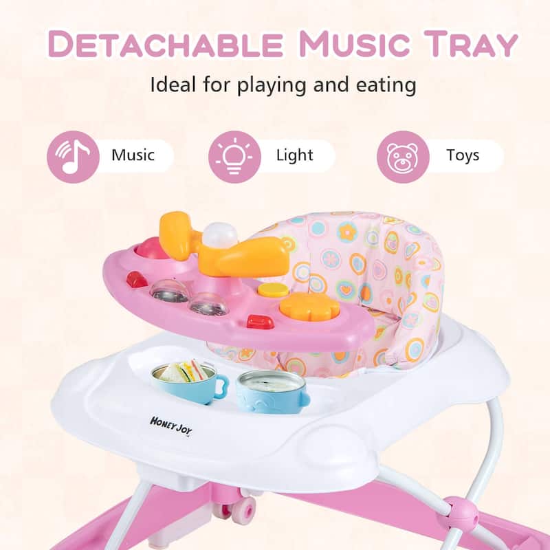 Honeyjoy Foldable Baby Walker with 3 Adjustable Heights Comfy Padded - See Details
