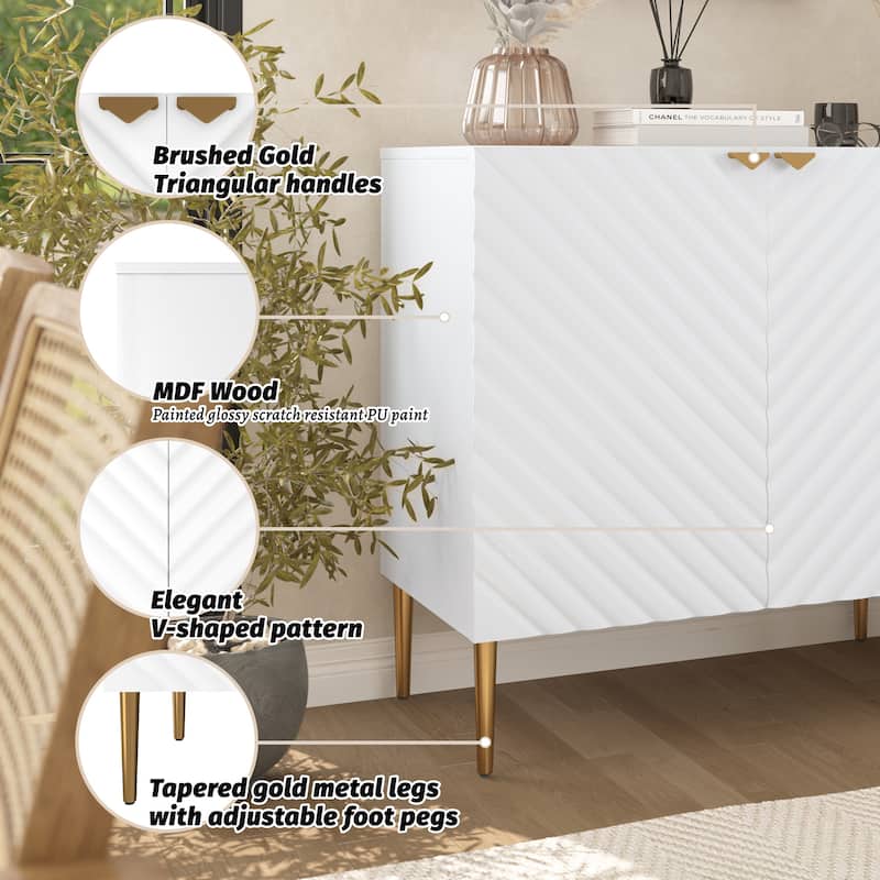 Clihome 2-Door Storage Buffet Sideboard with Adjustable Shelf