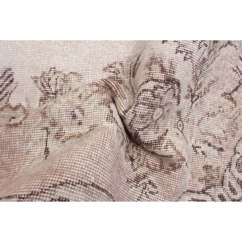 ECARPETGALLERY Hand-knotted Antalya Vintage Cream Wool Rug - 5'3 x 8'7