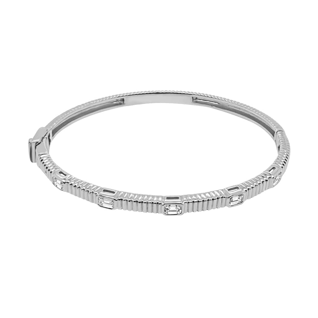 Auriya 14k Gold Lab Grown Emerald-Cut Diamond Station Bangle Bracelet 0.66 ct. tw. (F-G, VS) - White