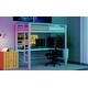 preview thumbnail 10 of 28, Twin Size Gaming Metal Loft Bed Frame with LED Light and Desk, 77.2"L x42.4"W x 72"H