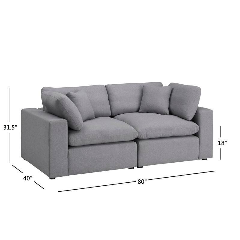 Anka Grey Linen Down Filled Cushioned Loveseat by iNSPIRE Q Modern