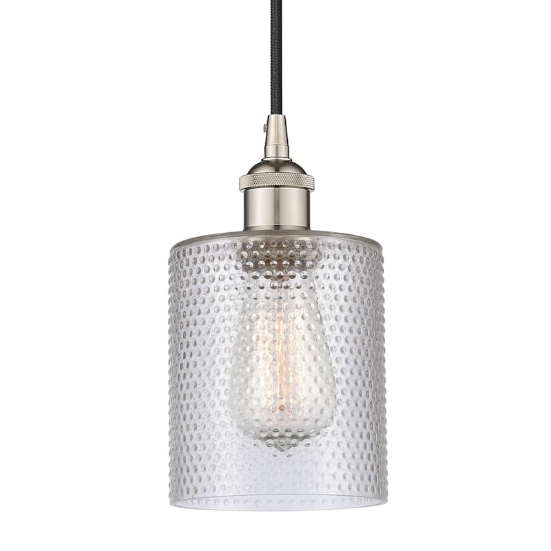 Innovations Lighting 616-1P-10-5 Cobbleskill Pendant Cobbleskill 5" - Polished Nickel / Clear
