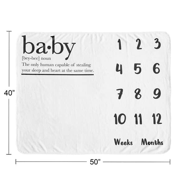 Sweet Jojo Designs Black White Boy Girl Gender Neutral Baby Monthly Milestone Blanket Dictionary Definition Modern Sleep Heart