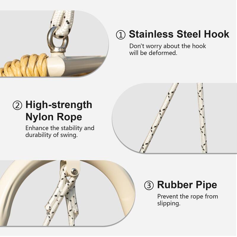 Patio Porch Swing,2-Seat Hanging Swing Chair with Thickened Cushions and Pillow,Rattan Porch Swing Chair Outdoor Hammock Chair