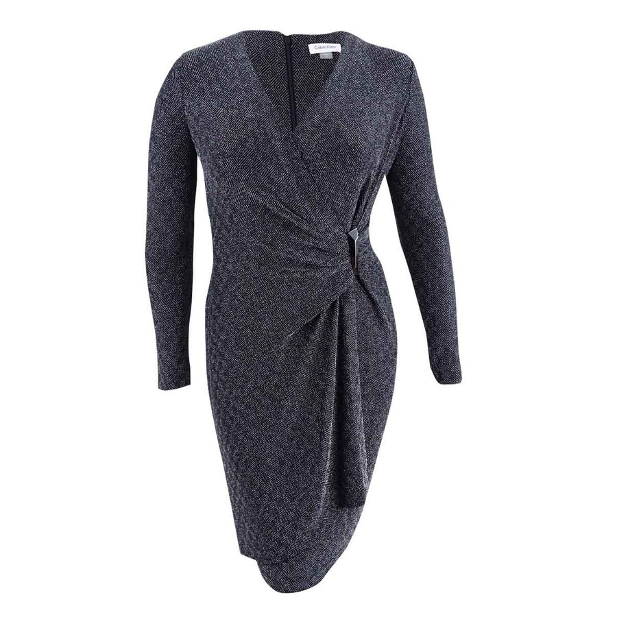 black and silver wrap dress