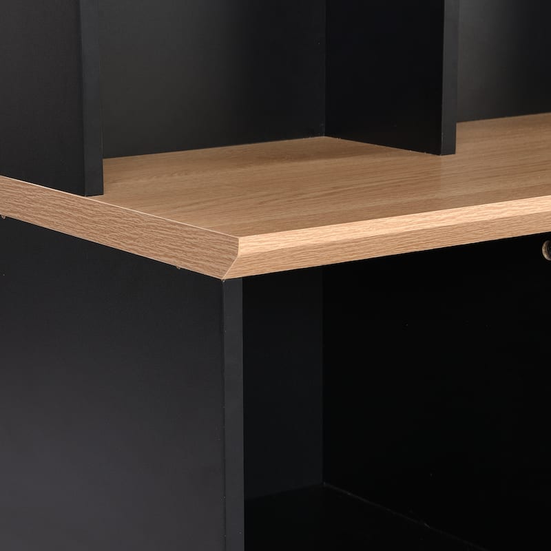 Roomfitters Modern Wide Hall Tree with Bench, Multifunctional Mudroom Shoe Cabinet with Shelves and 8 Hooks