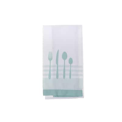 Utensil Front Stitched Tea Towel Blue - Set of 6