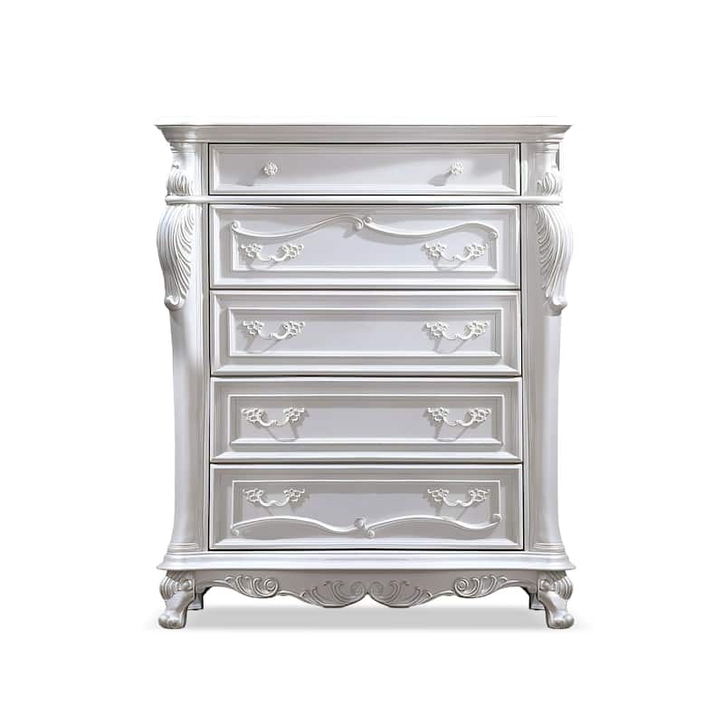 Furniture of America Eugene Traditional Solid Wood Chest with Felt-lined Top Drawer and Cedarwood-lined Drawers