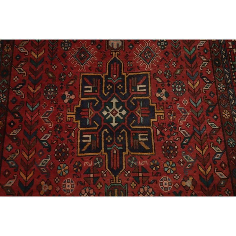 Hand Knotted Oriental 100% Wool Carpet Traditional Geometric Red Heriz Area Rug - 12' 9'' X 5' 1''