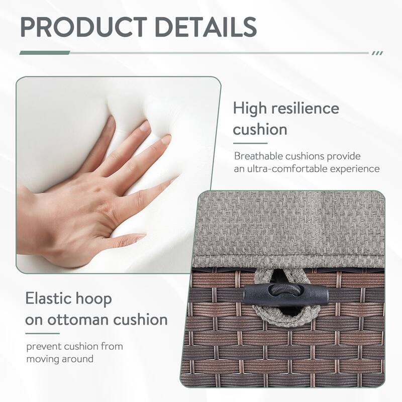 Patio Furniture Outdoor 3 Seater Sofa with Ottoman Set