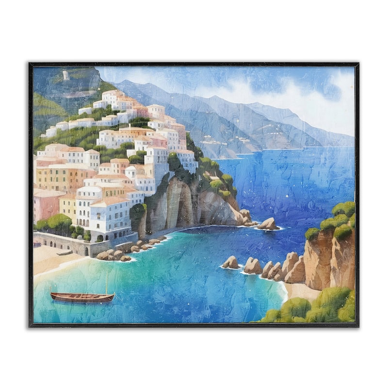Stupell Vibrant Coastal Seascape Framed Giclee Art Design By Kim Allen - 30 x 24 - Black