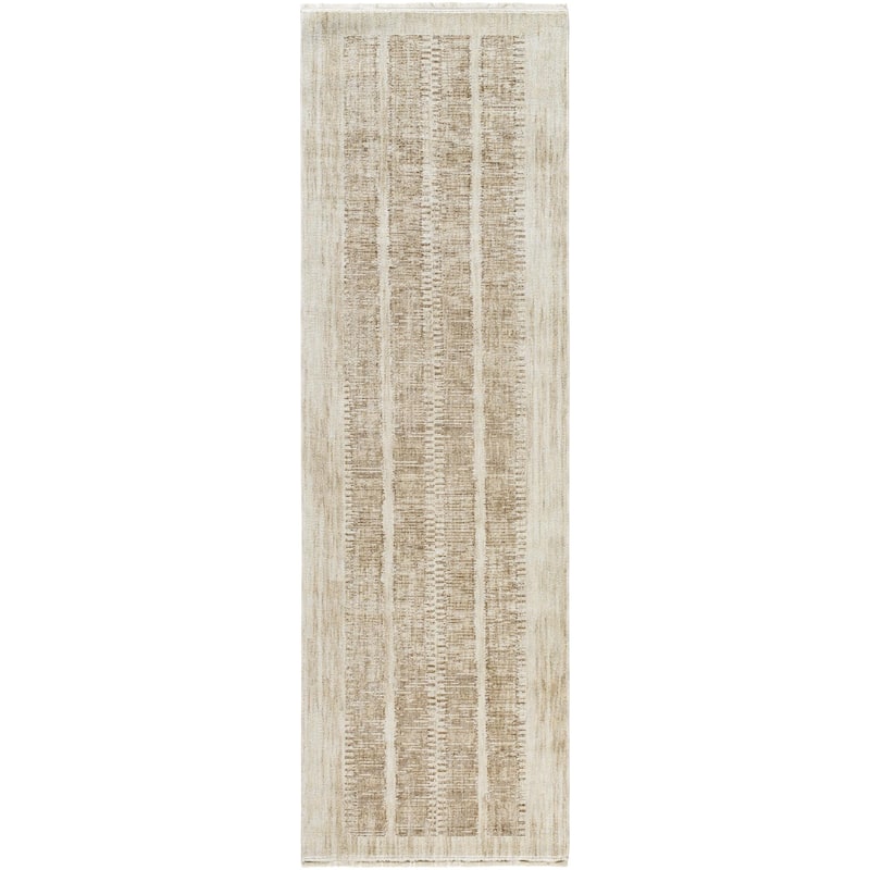 Livabliss Modern & Contemporary Usonia Geometric Area Rug - 3'2" x 10' - Tan