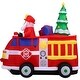 preview thumbnail 7 of 9, Fraser Hill Farm 7-Ft. Pre-Lit Inflatable Santa in Fire Truck