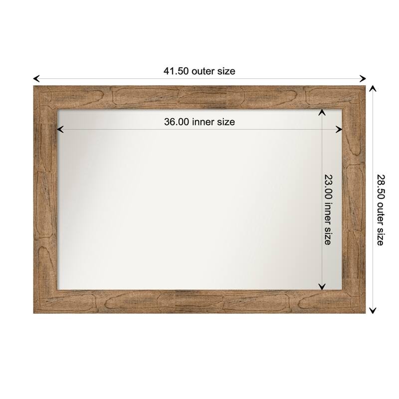 Owl Brown Framed Non-Beveled Custom Wall Mirror, Bathroom Vanity Mirror - Outer Size: 41.5 x 28.5