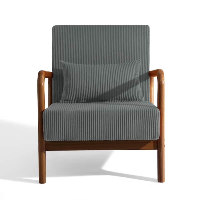 Uixe Mid Century Solid Wood Upholstered Corduroy Accent Chair