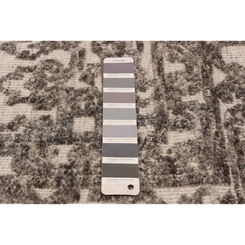 ECARPETGALLERY Hand-knotted Tangier Cream, Dark Grey Wool Rug - 8'0 x 10'0