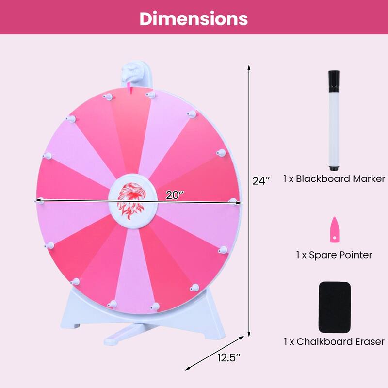 Gymax Spinning Prize Wheel 14 Slots Spin Wheel w/Blackboard Marker