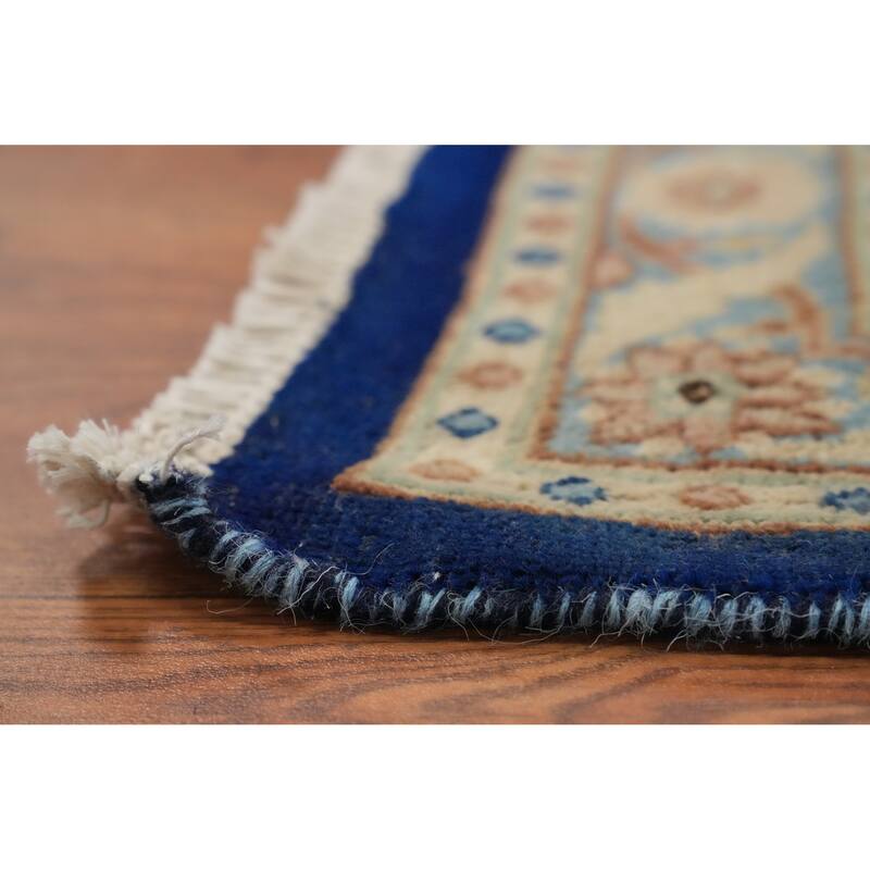 Hand Knotted Oriental 100% Wool Carpet Traditional All-Over Navy Blue & Blues Kerman Area Rug - 13' 0'' X 9' 7''