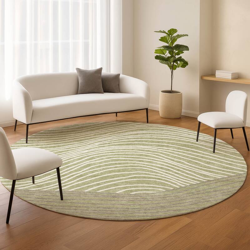 Machine Washable Indoor/ Outdoor Modern Arches Chantille Rug