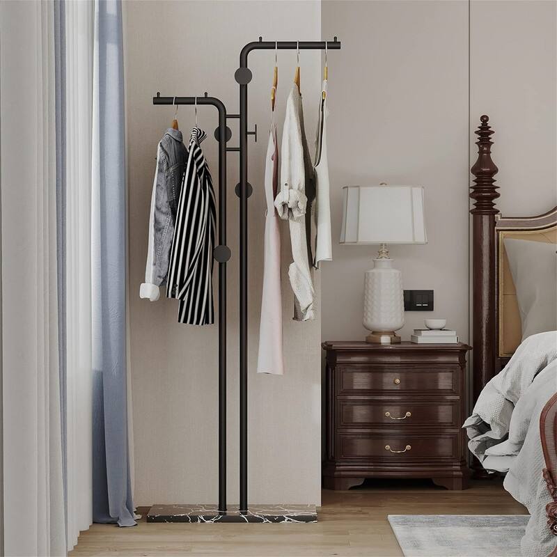 Modern Metal Coat Racks Hanger Stand with 5 Hooks - 11.9"D x 23.7"W x 67"H