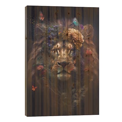 Flowering Lion Pride Print On Wood by Spacescapes - Multi-Color