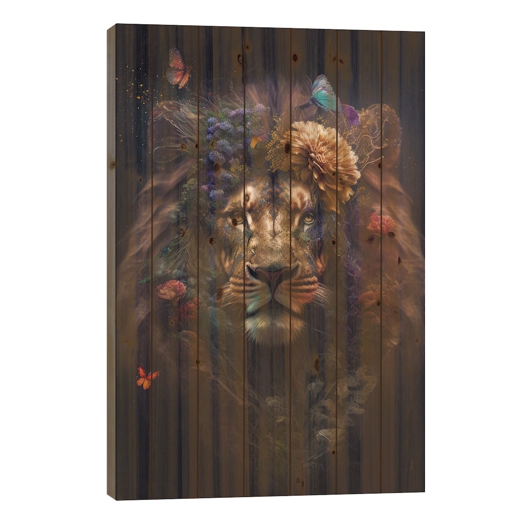 Flowering Lion Pride Print On Wood by Spacescapes - Multi-Color