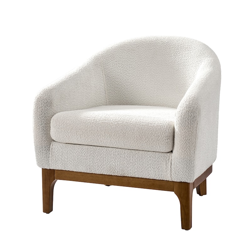 Joseph Modern Boucle Solid Wood Armchair Chair By HULALA HOME