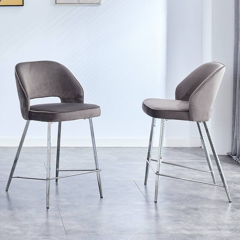 2PCS Bar Chair.Dining Chair.Bar Stool with Durable Electroplated Metal Legs