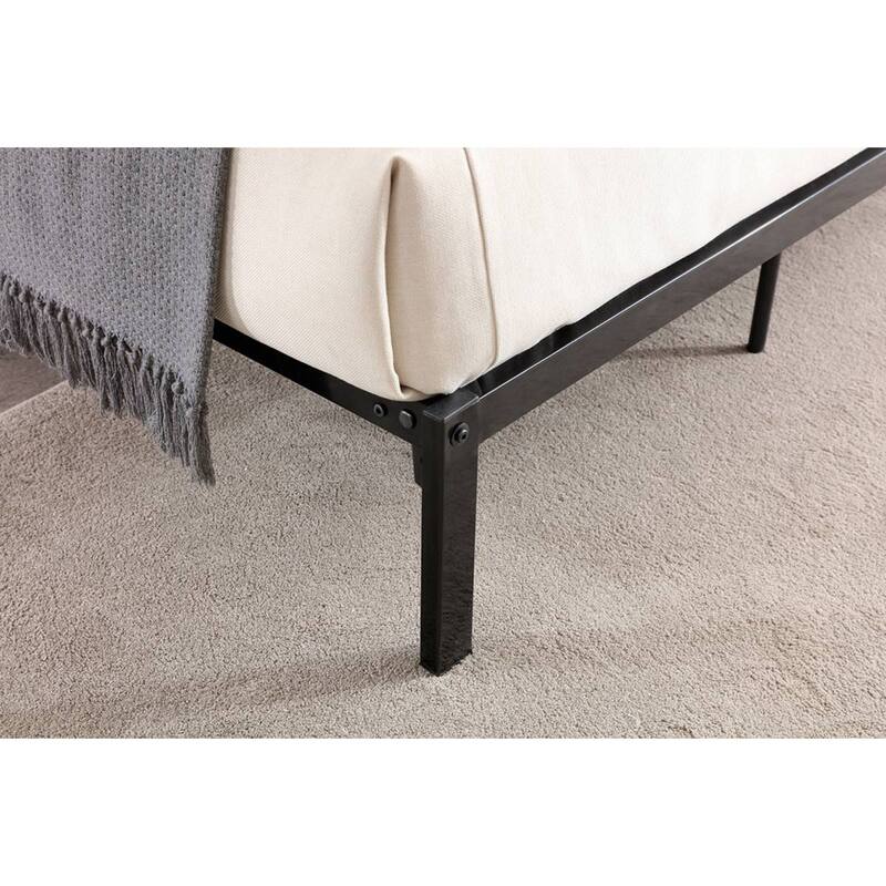 74" Black Rectangular Bed with Support Legs - Twin Size