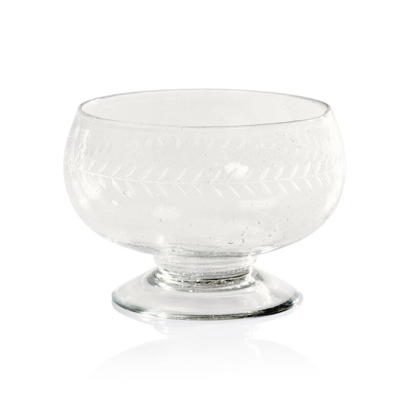 Tuscan 2-Piece Set Handmade Etched Condiment Glass Bowls - Large