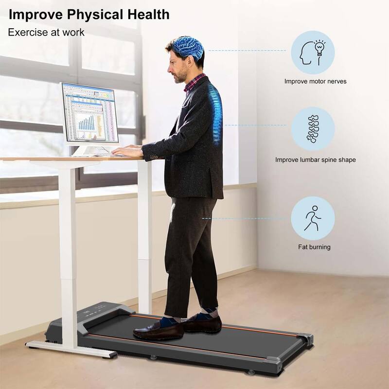 Walking Pad Treadmill, Portable Desk Treadmill with Double Shock Absorption Remote Control LED Display, 265 Lb Capacity