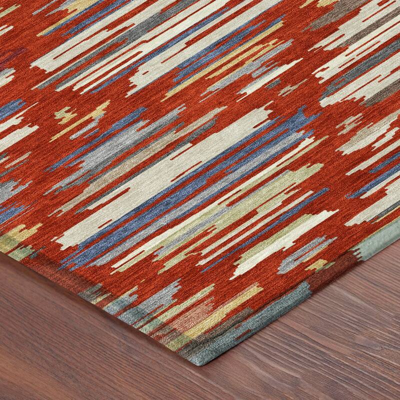 Machine Washable Indoor/ Outdoor Modern Trellis Chantille Rug