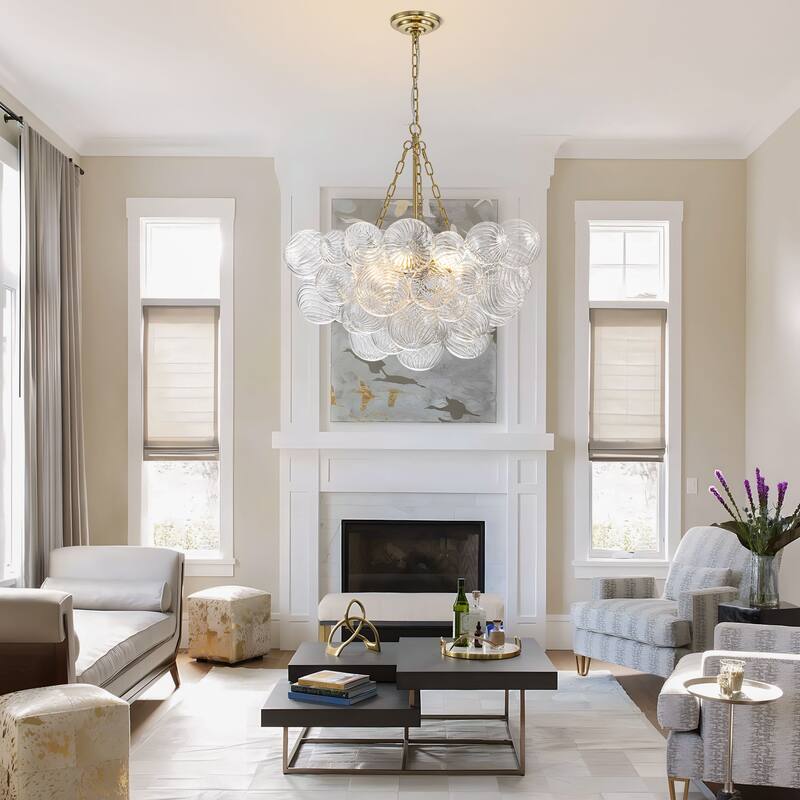 Starsky 6-Light Swirled Bubble Glass Globe chandelier