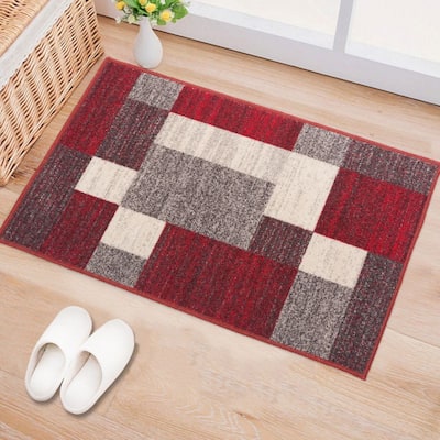 World Rug Gallery Modern Boxes Design Non-slip (Non-skid) Area Rug