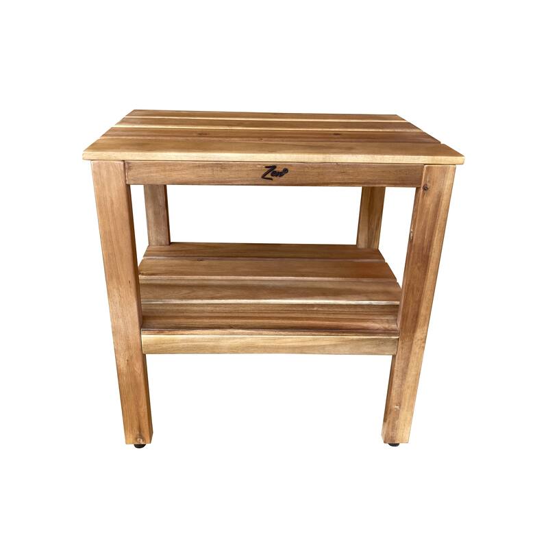 Zen® Acacia 18" Length Shower Bench with Shelf - 18"T x 18"W x 11.8"D