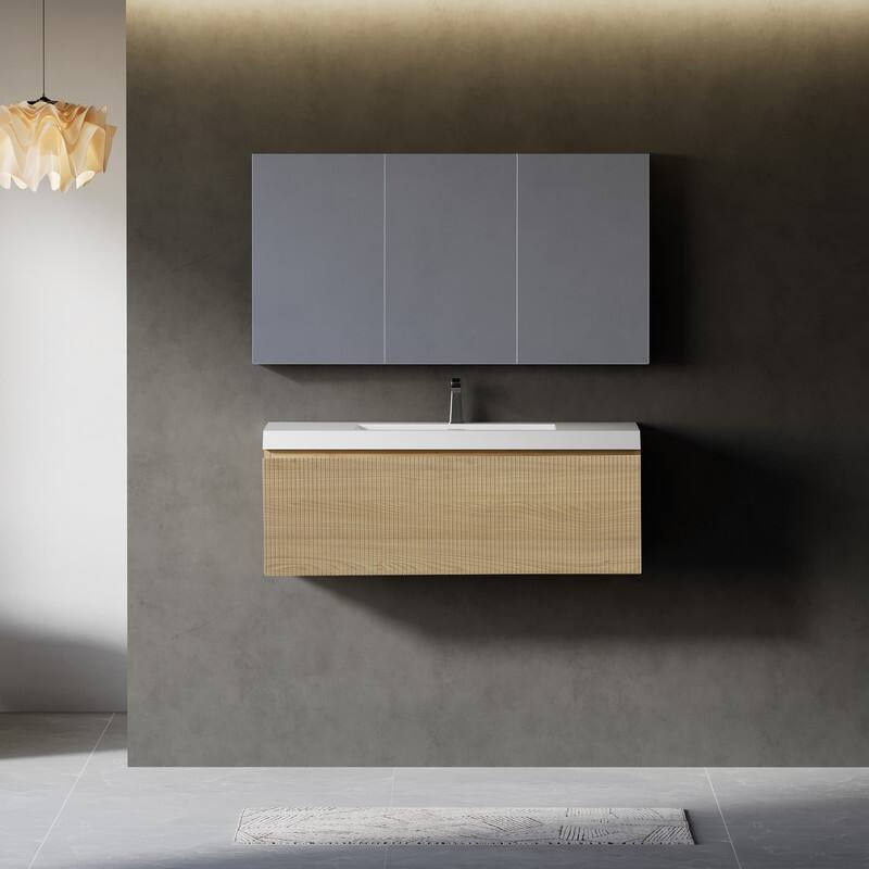 ABRUZZO Floating Vanity with Integrated Top Sink Soft-Close Wall-Mount Bathroom Cabinet