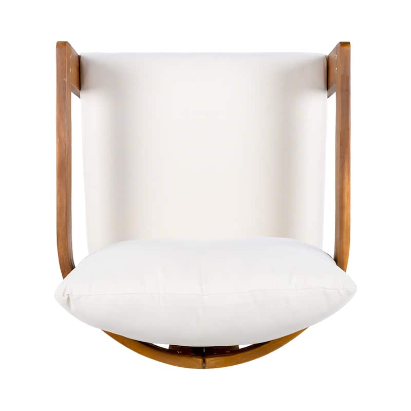 Roomfitters Outdoor Club Chair, Premium Acacia Wood Patio Furniture with Curved Tub Design and Cushions, Beige+Teak