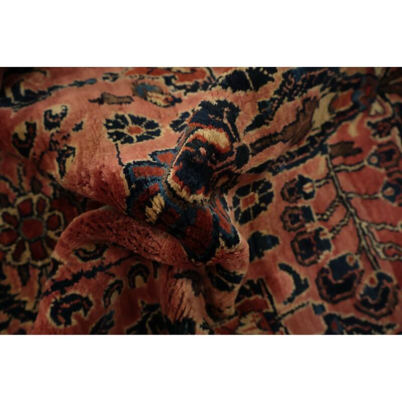 Hand Knotted Oriental 100% Wool Carpet Traditional Floral Oranges & Rust Sarouk Area Rug - 4' 0'' X 2' 0''