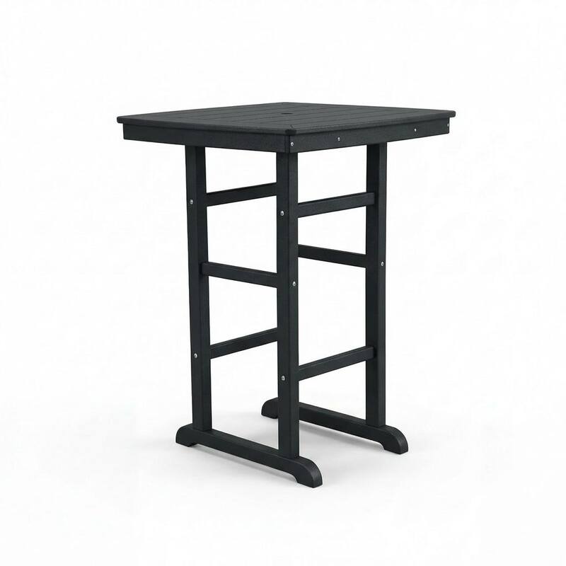 HDPE Poly Lumber Bar Height Patio Table, All-Weather Outdoor High Top Bistro Table, Slatted Top, Easy Assembly