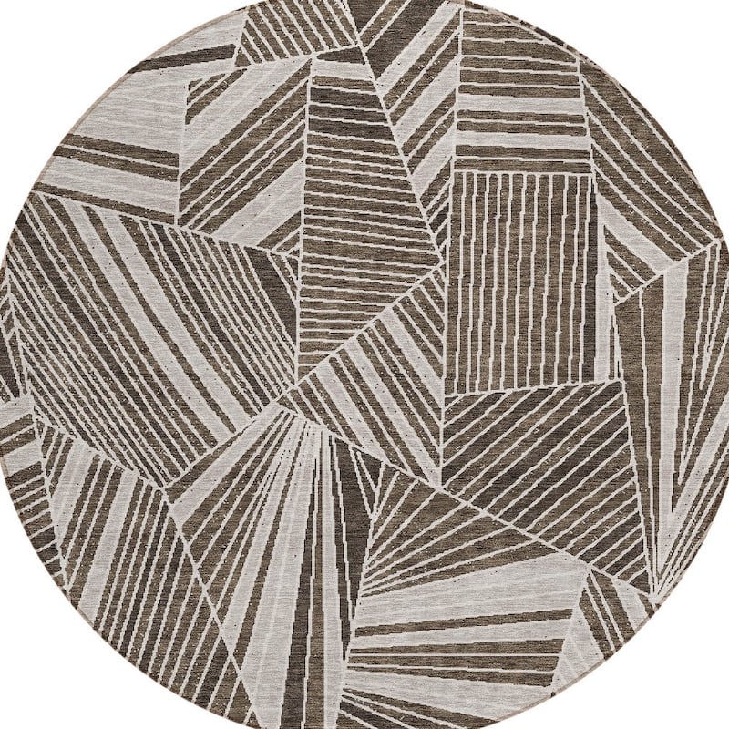 HomeRoots Geometric Transitional Rectangle Outdoor Rug