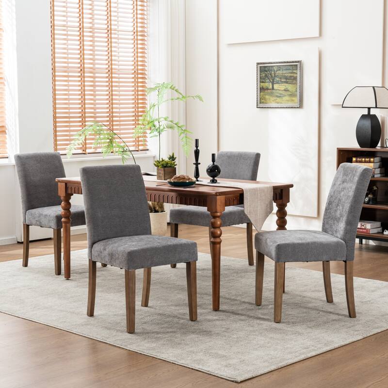 Upholstered Modern Dining Chairs, Linen Fabric Side Chairs Set of 2