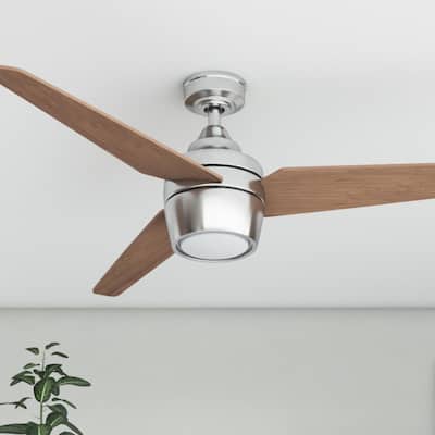 Honeywell Eamon LED Ceiling Fan with Remote, Modern, 3 Blade, Brushed Nickel - 52-inch